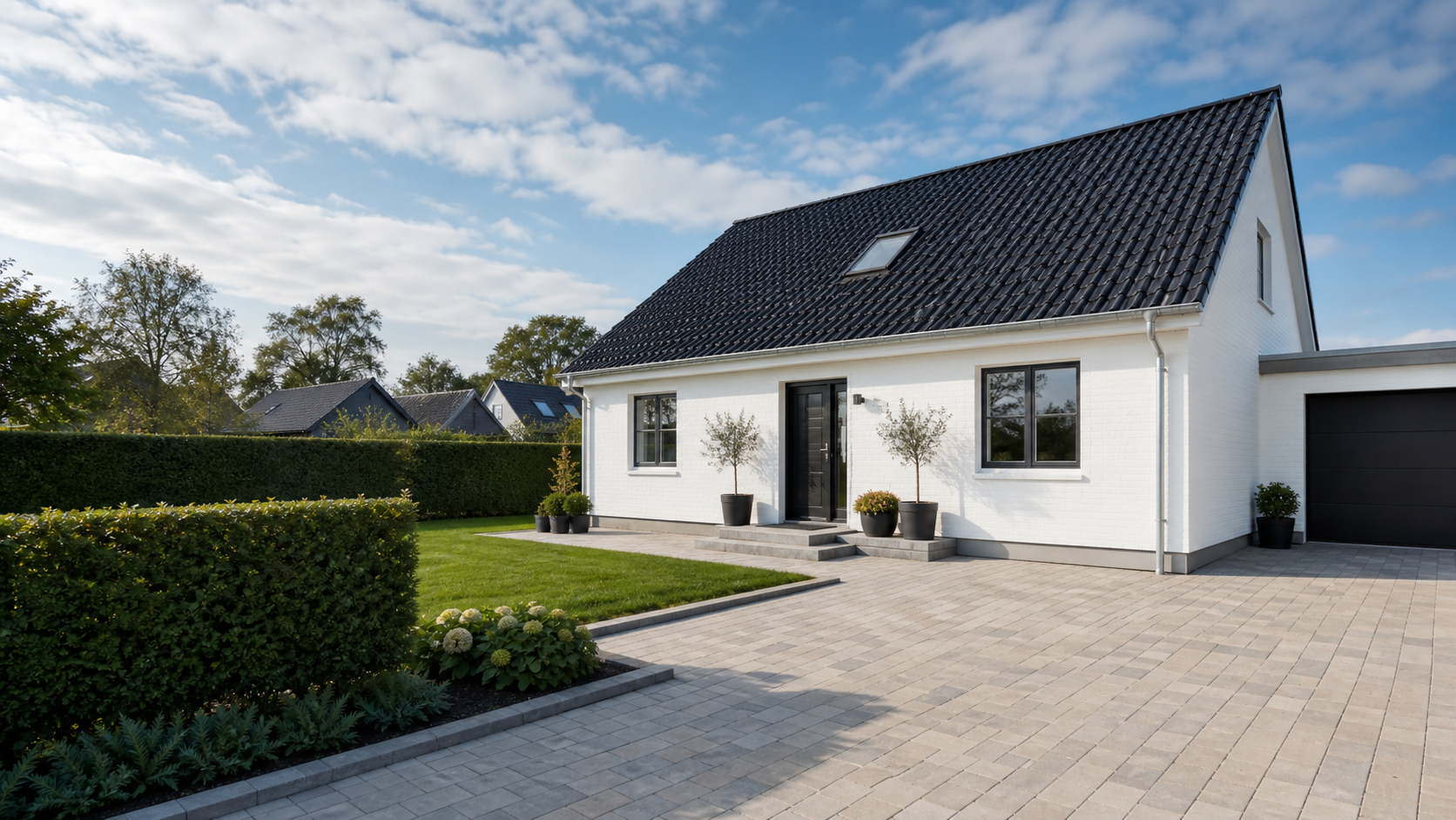 Rent hus med facade efter facadebehandling